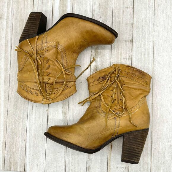 ☀️SALE☀️ Naughty Monkey Leather Fringe Slouchy Western Booties Size: 6.5 - Picture 7 of 11